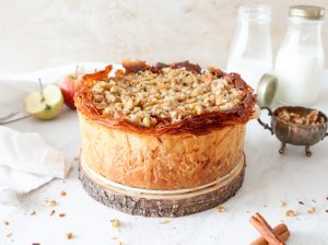 Sūrio tortas su obuoliais ir filo tešla - receptas žingsnis po žingsnio