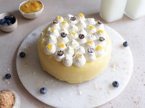 Citrininis tortas su maskarpone ir šaldytomis uogomis (be glitimo) - receptas žingsnis po žingsnio