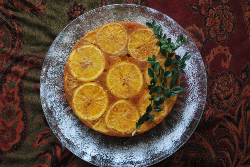 Apverstas apelsinų pyragas - dailus ir labai skanus!
