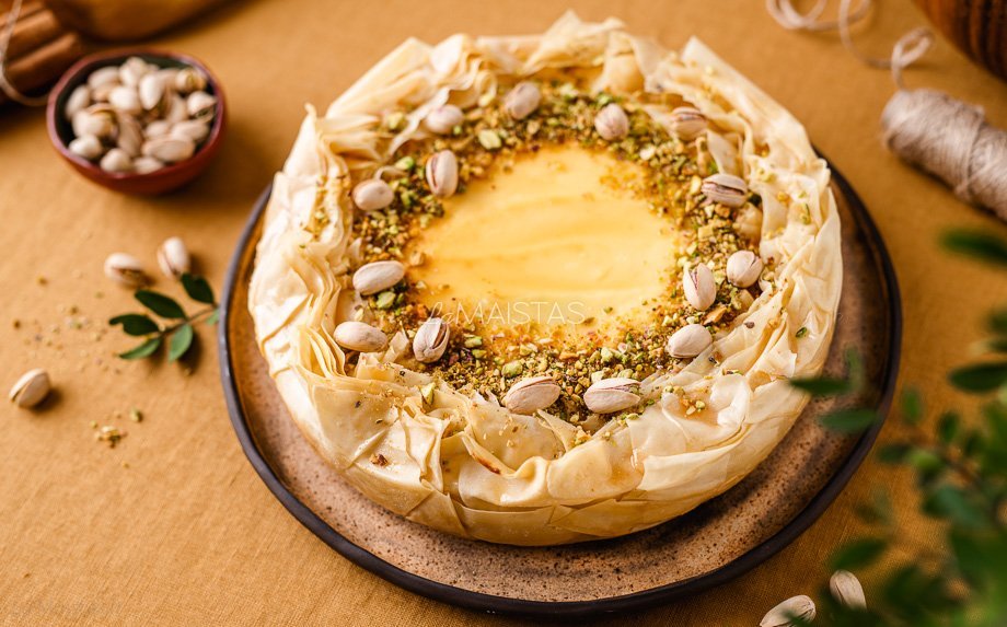 Baklavos sūrio pyragas - receptas žingsnis po žingsnio