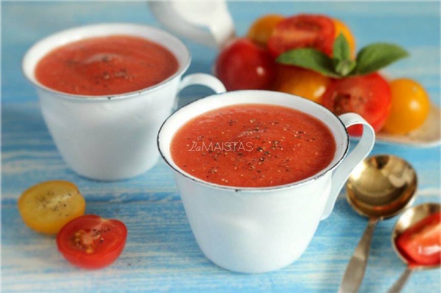Greita šalta pomidorų sriuba