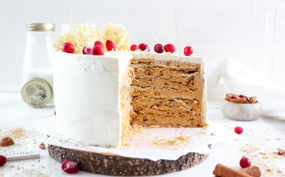 Morenginis tortas su karameliniu kremu - receptas žingsnis po žingsnio