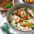 Suomiška lašišos sriuba su bulvėmis ir voveraitėmis