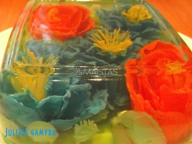 3D  gėlės želė
