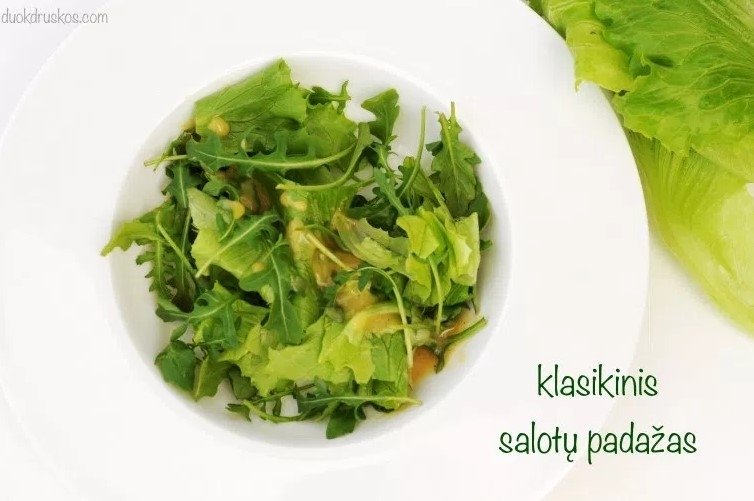 Klasikinis padažas žalioms salotoms su alyvuogių aliejumi ir garstyčiomis