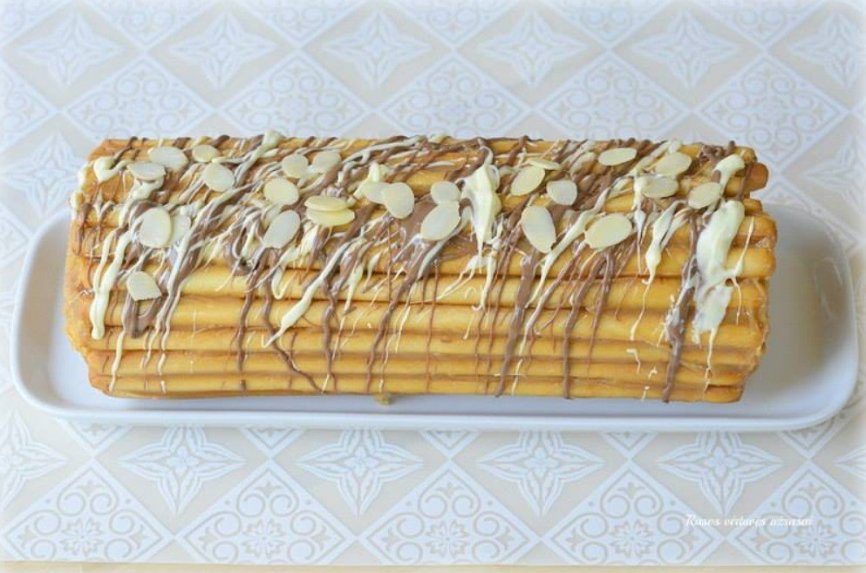 Duonos lazdelių pyragas su Karvutės saldainiais